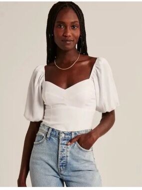 Abercrombie Puff Sleeve Corset Sweetheart Top